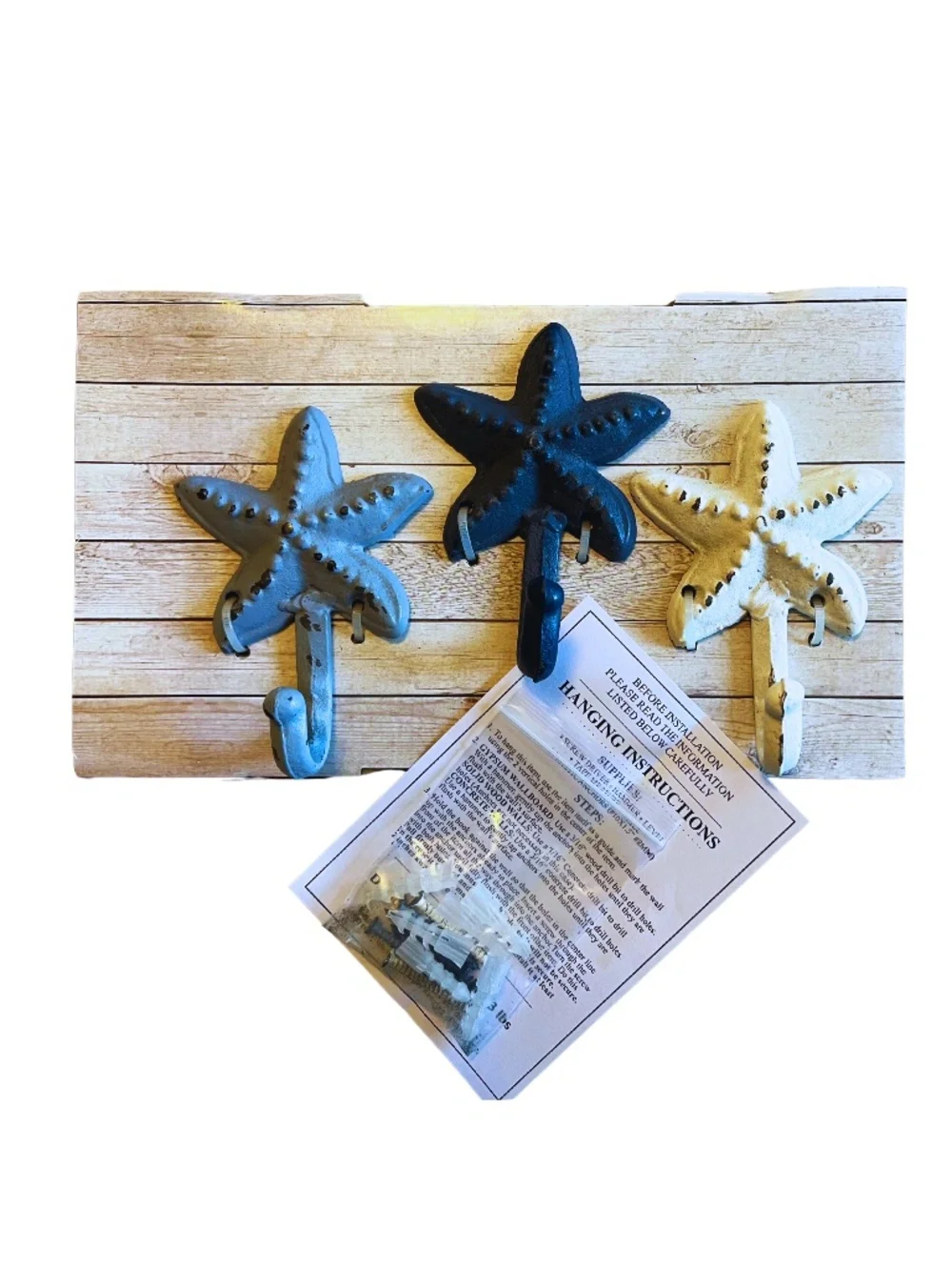 Coastal Decorative Wall Hooks Set of 3 NWT